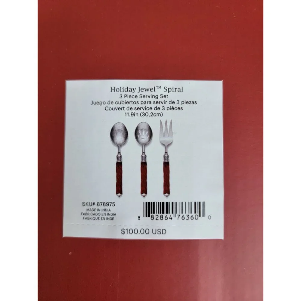 Lenox NEW holiday jewels spiral three-piece serving set Xmas‎ unique large